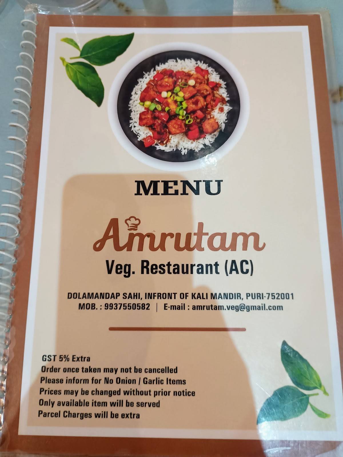Amrutam veg restruant menu