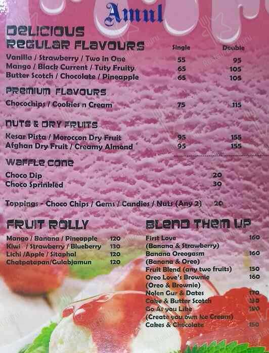 Menu at Amul Ice Cream Parlour, Kolkata, 104