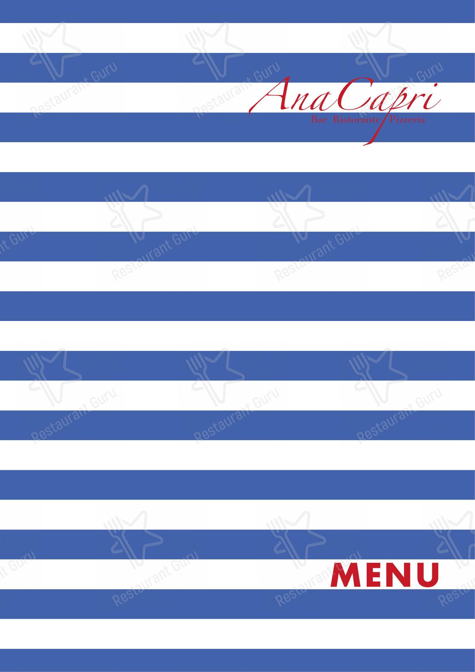 Menu bar per Ristorante Anacapri Lugano pizzeria