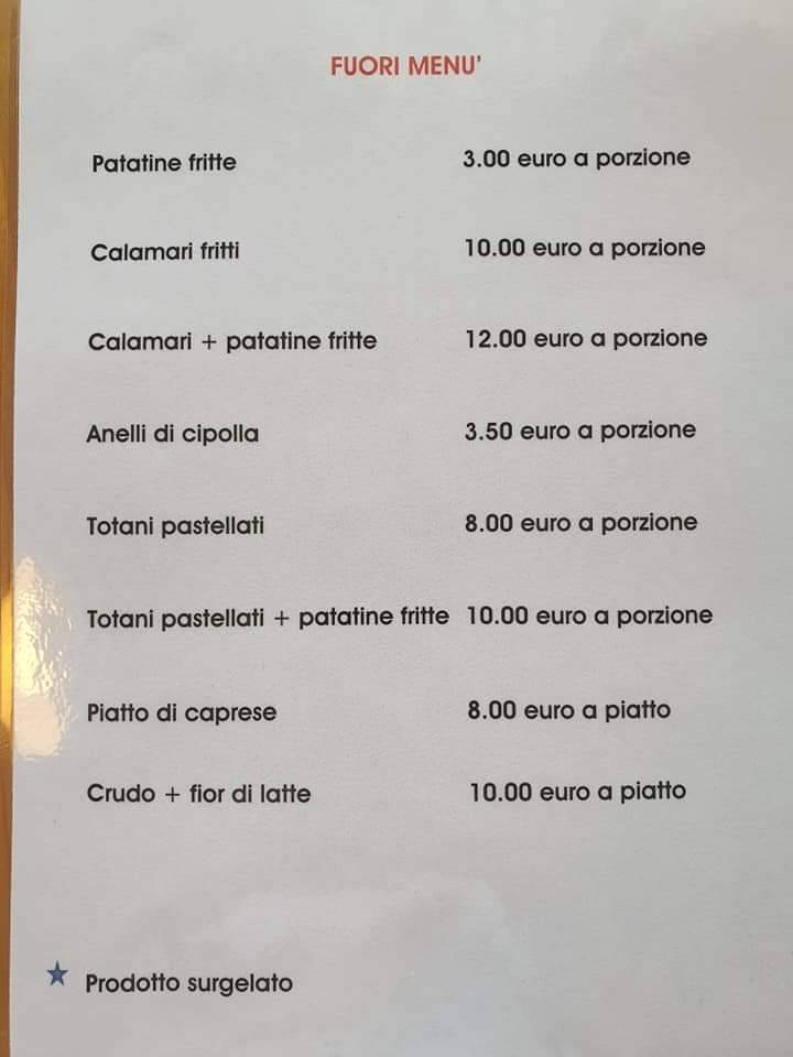 Menu di Anema e Core 