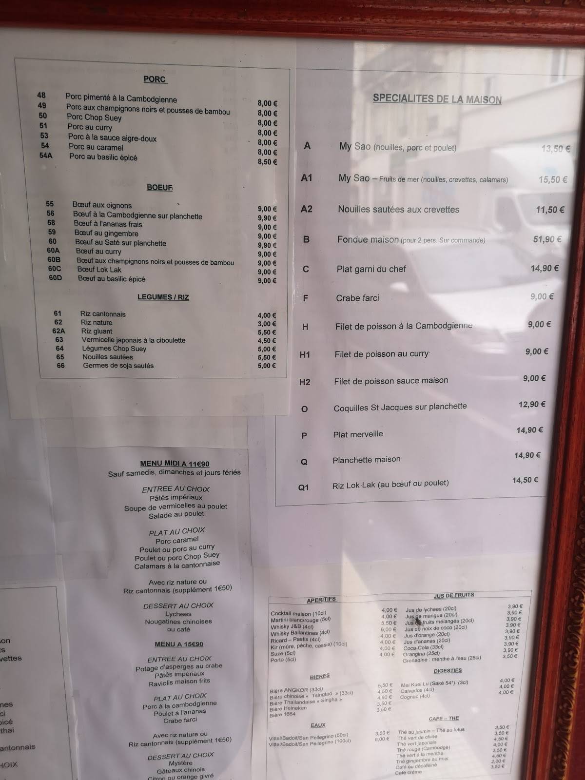 Menu de Restaurant Angkor
