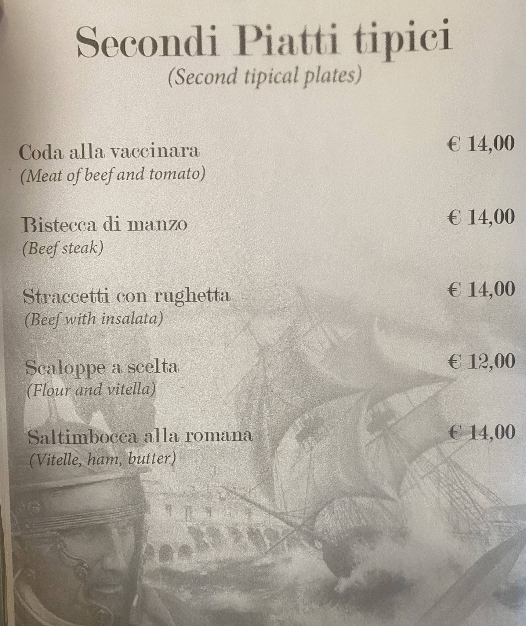 Menu di Angolo de' Trastevere 