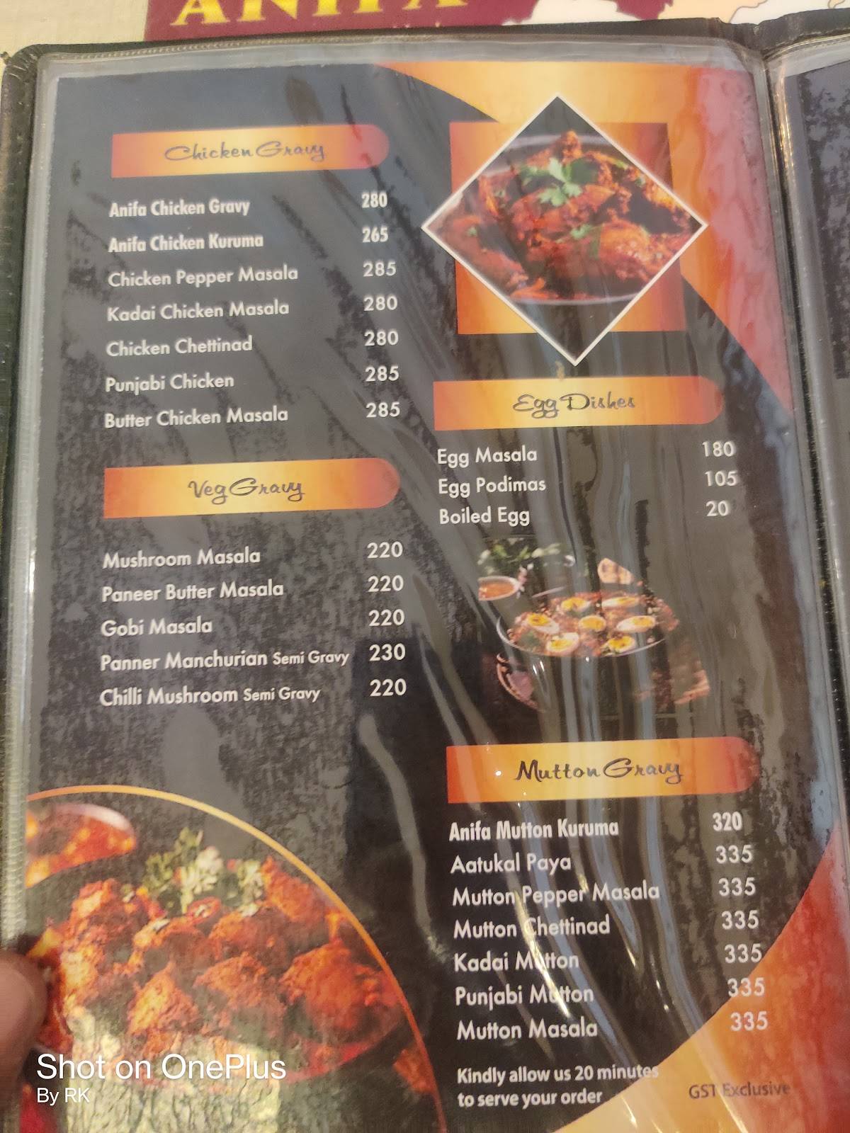Anifa Biriyani Ramanathapuram (Bharthi Nagar) menu