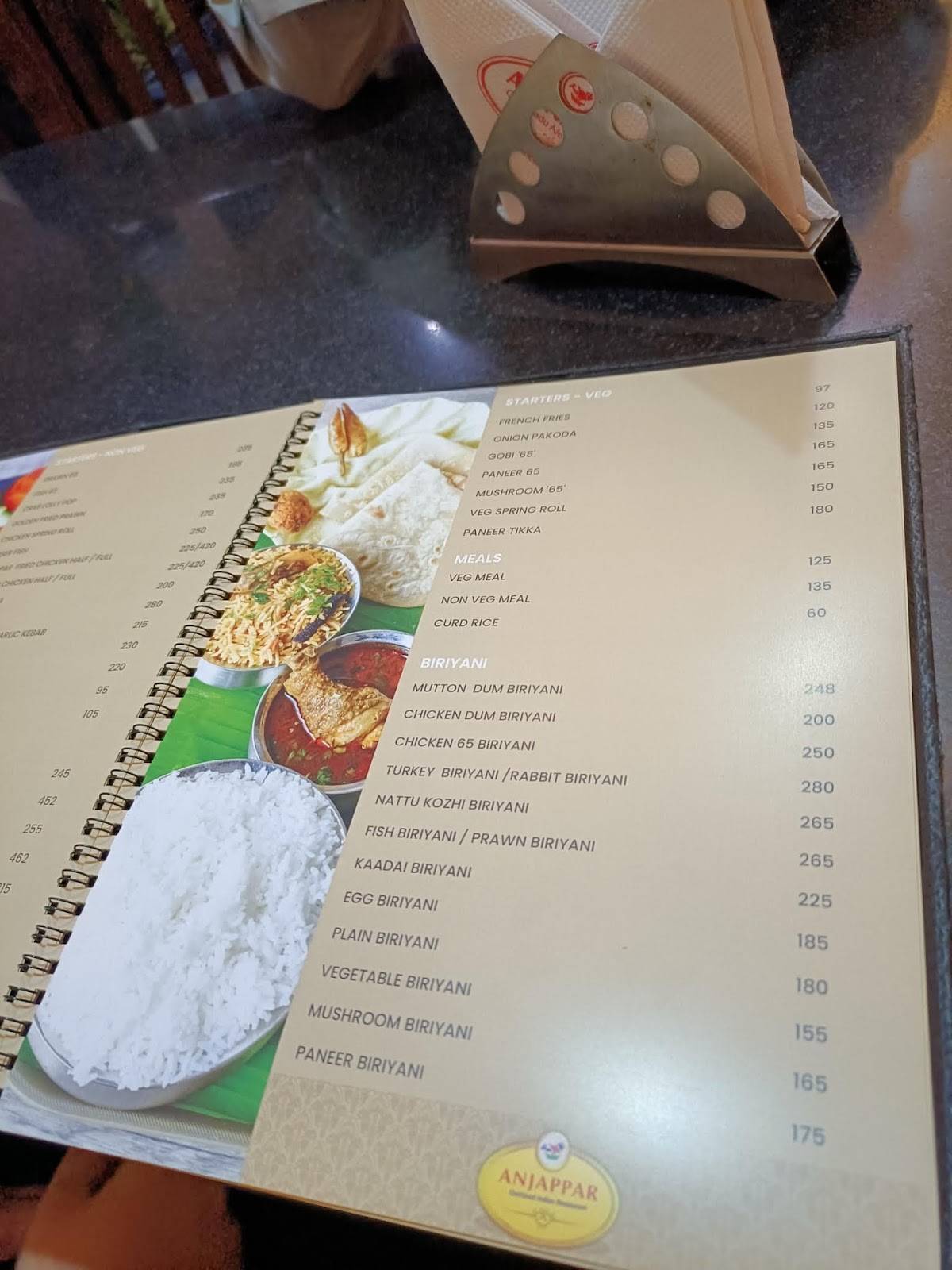 Anjappar Chettinadu Restaurant - Home Delivery & Outdoor Catering menu