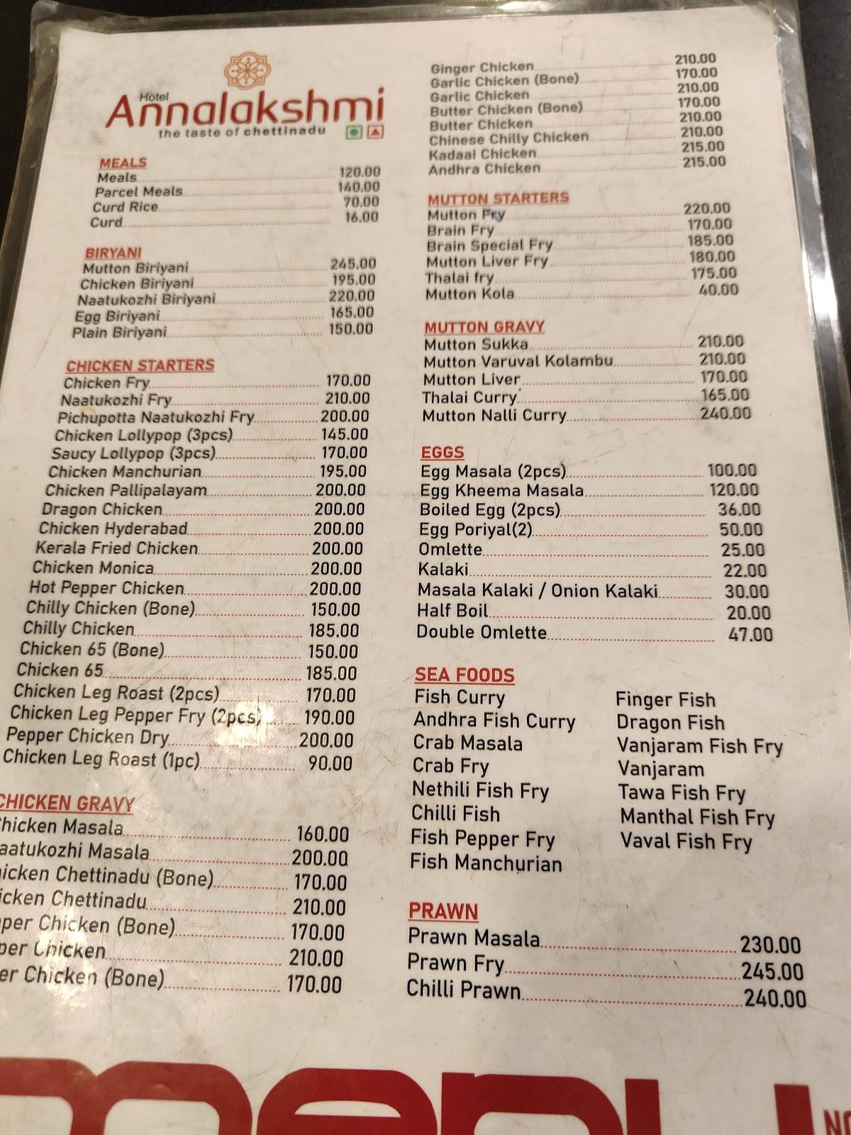 Annalakshmi menu