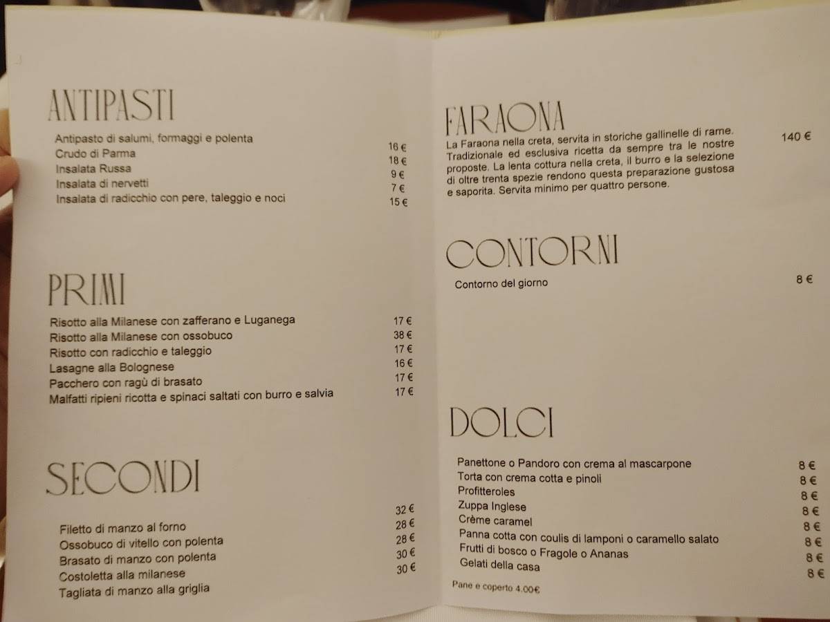Menu di Fossati 