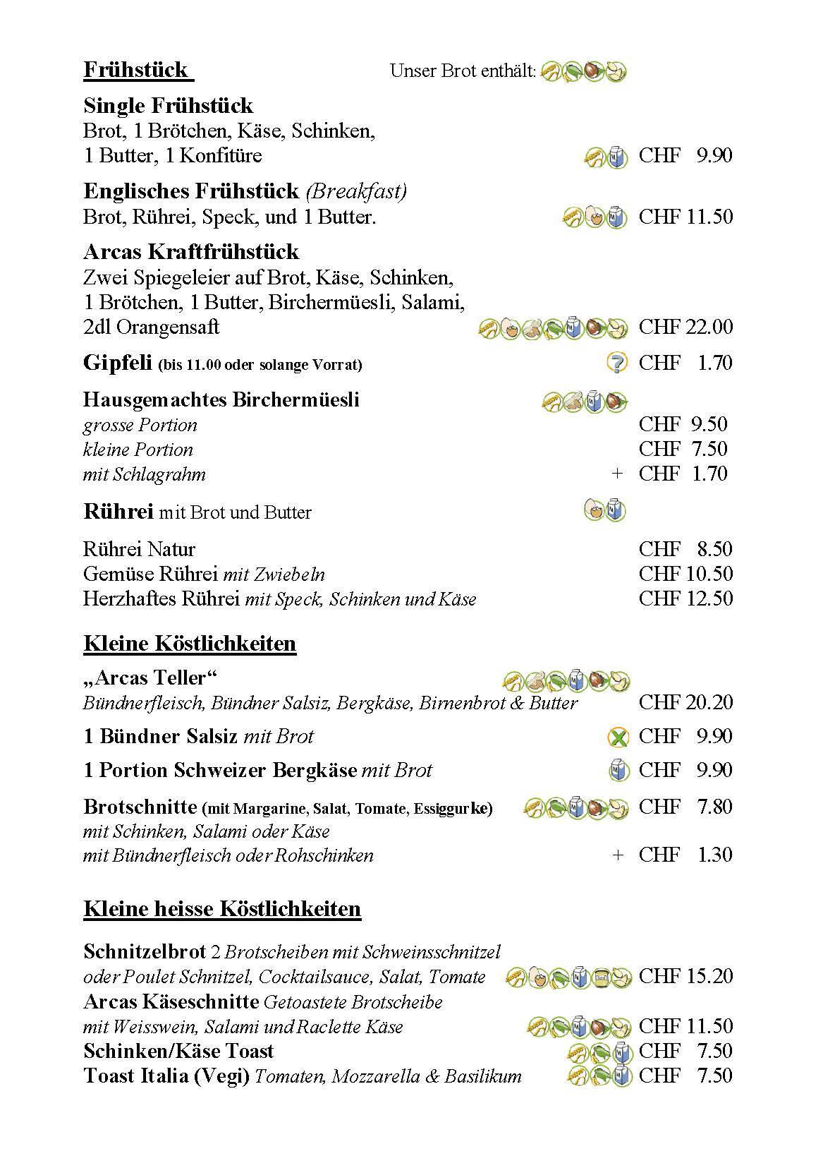 Menu di Arcas Café 