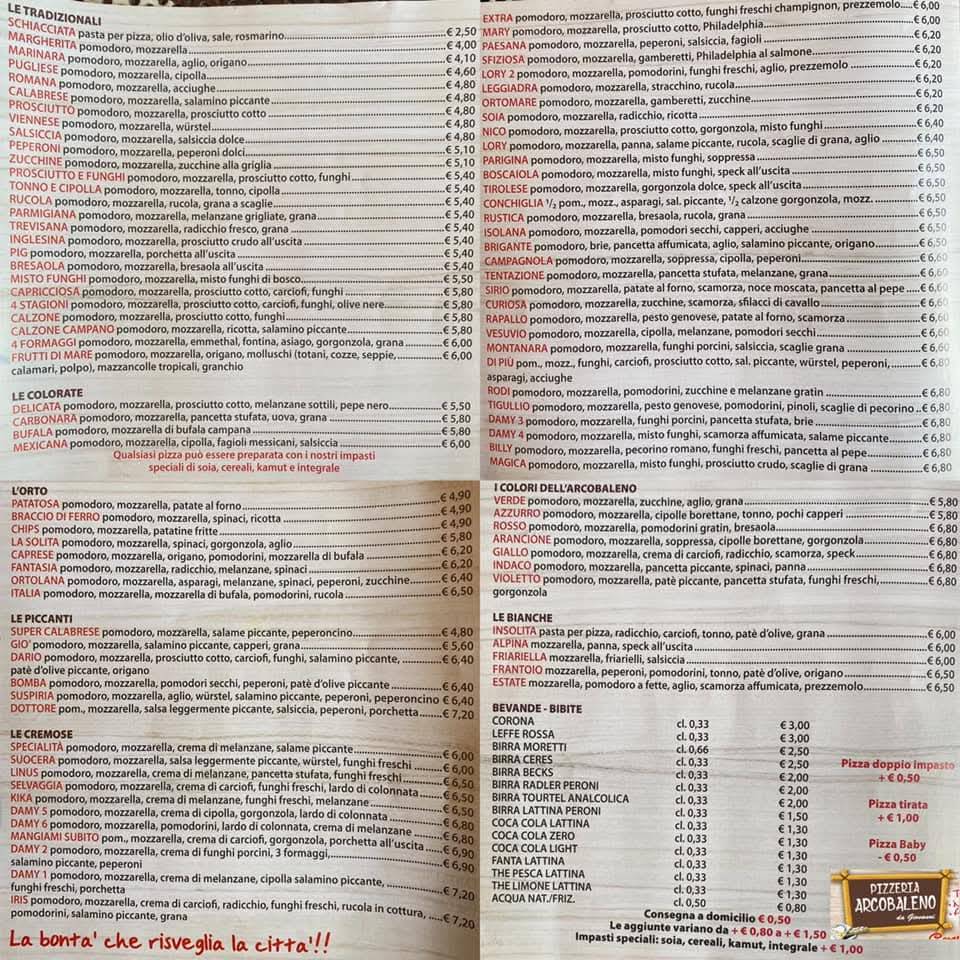 Menu di Arcobaleno 