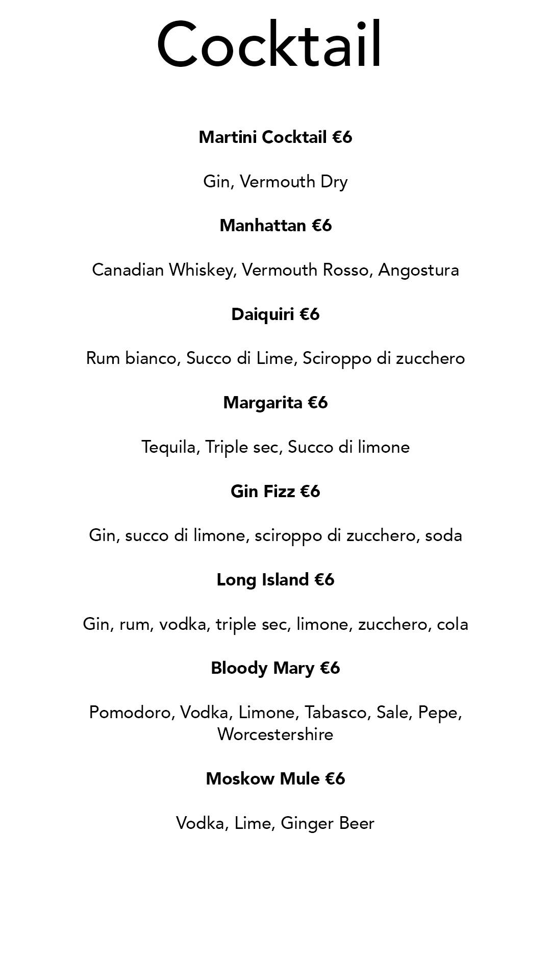 Menu di Caffè Amaranto 