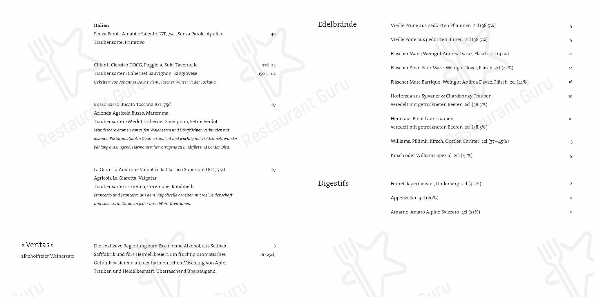 菜单 per Berggasthaus Heimeli ristorante