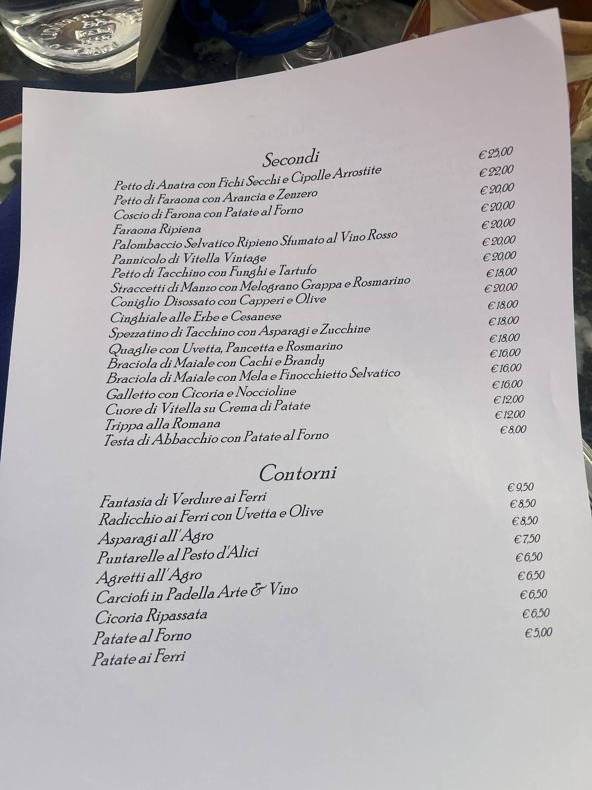 Menu di Arte e Vino 