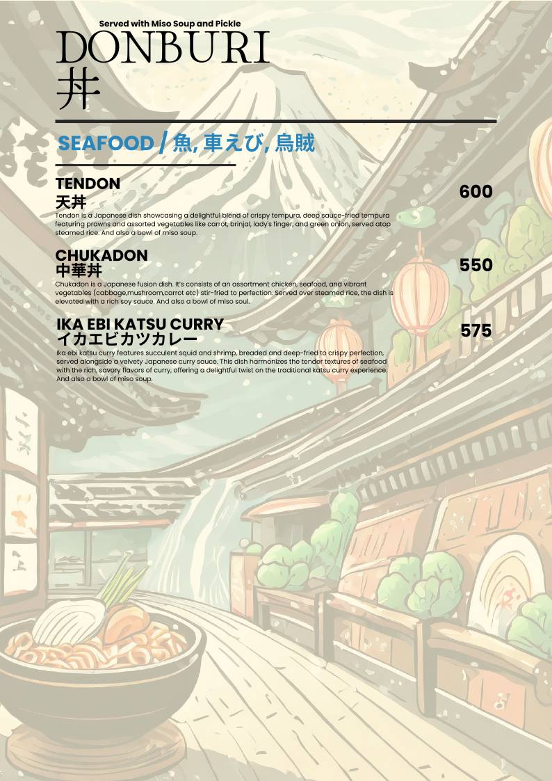 Asagao "The Japanese Kitchen" menu