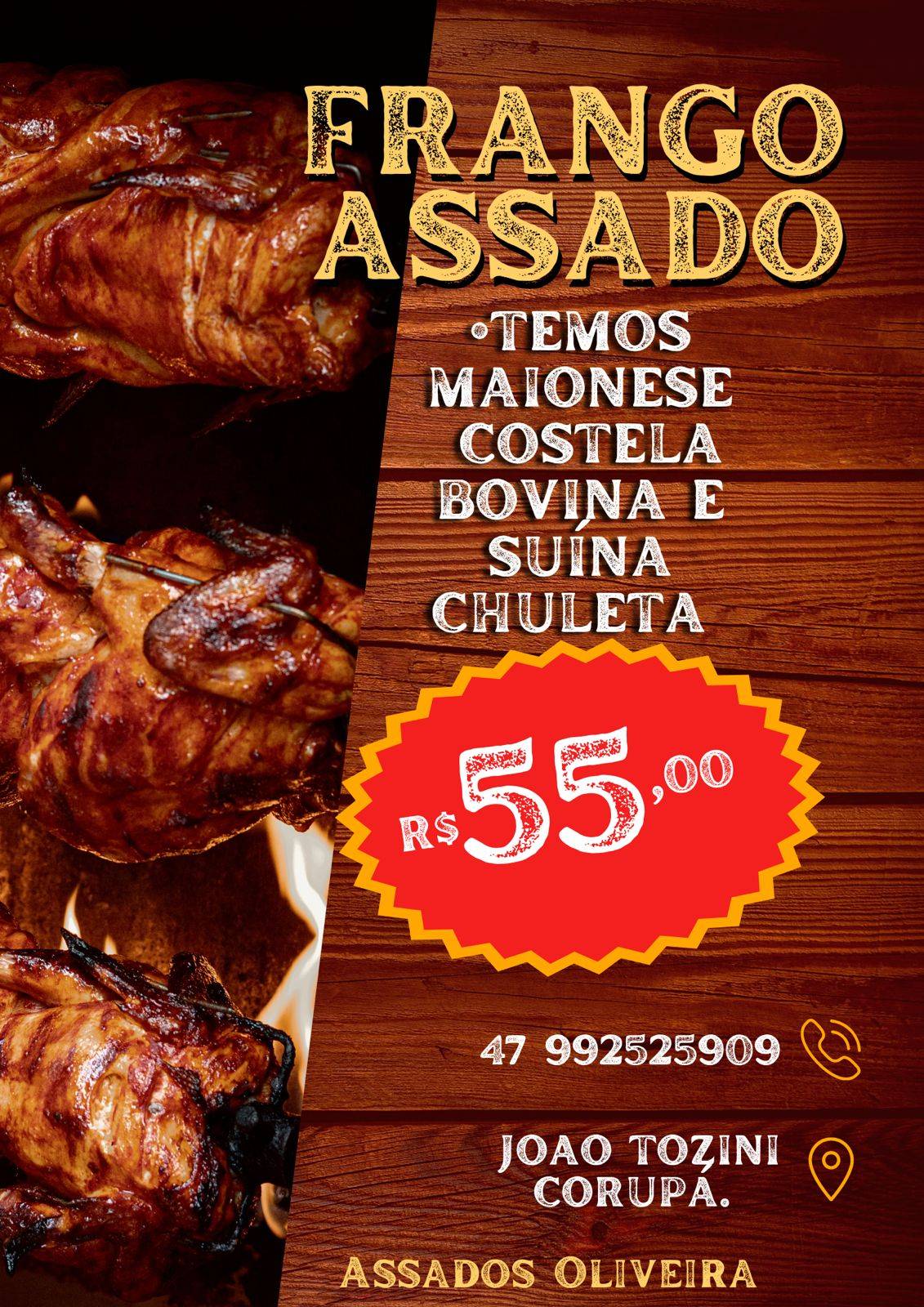 Assados Oliveira cardápio