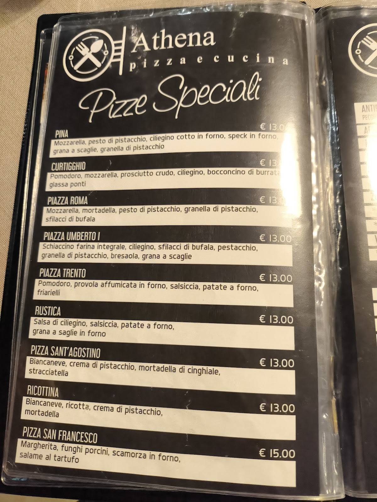 Menu di Athena pizza e cucina 