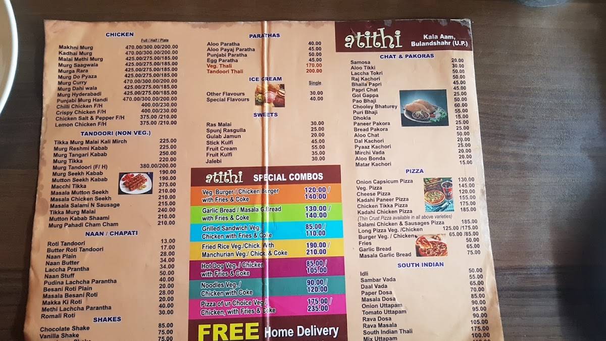 Atithi Restaurant menu