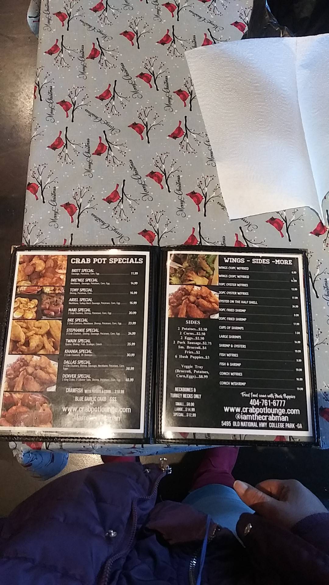 Menu at Crab Pot Lounge restaurant, College Park, Old National Hwy