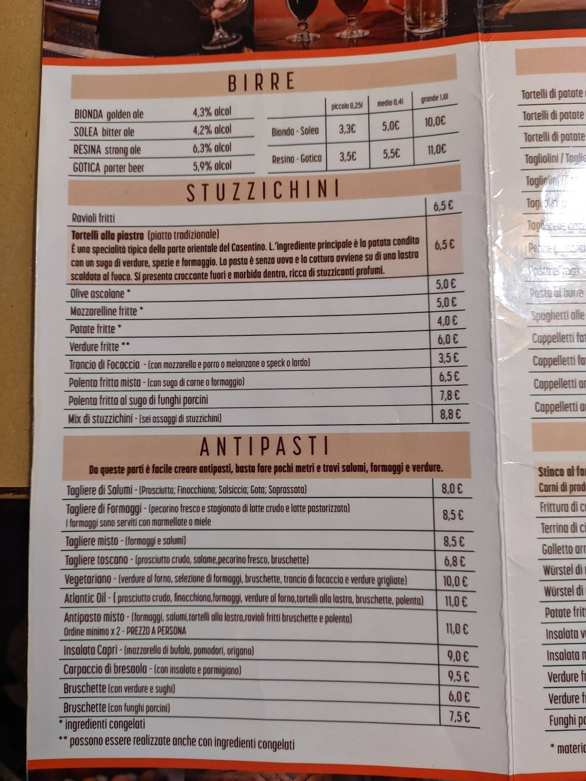 Menu di Ristorante Atlantic Oil 