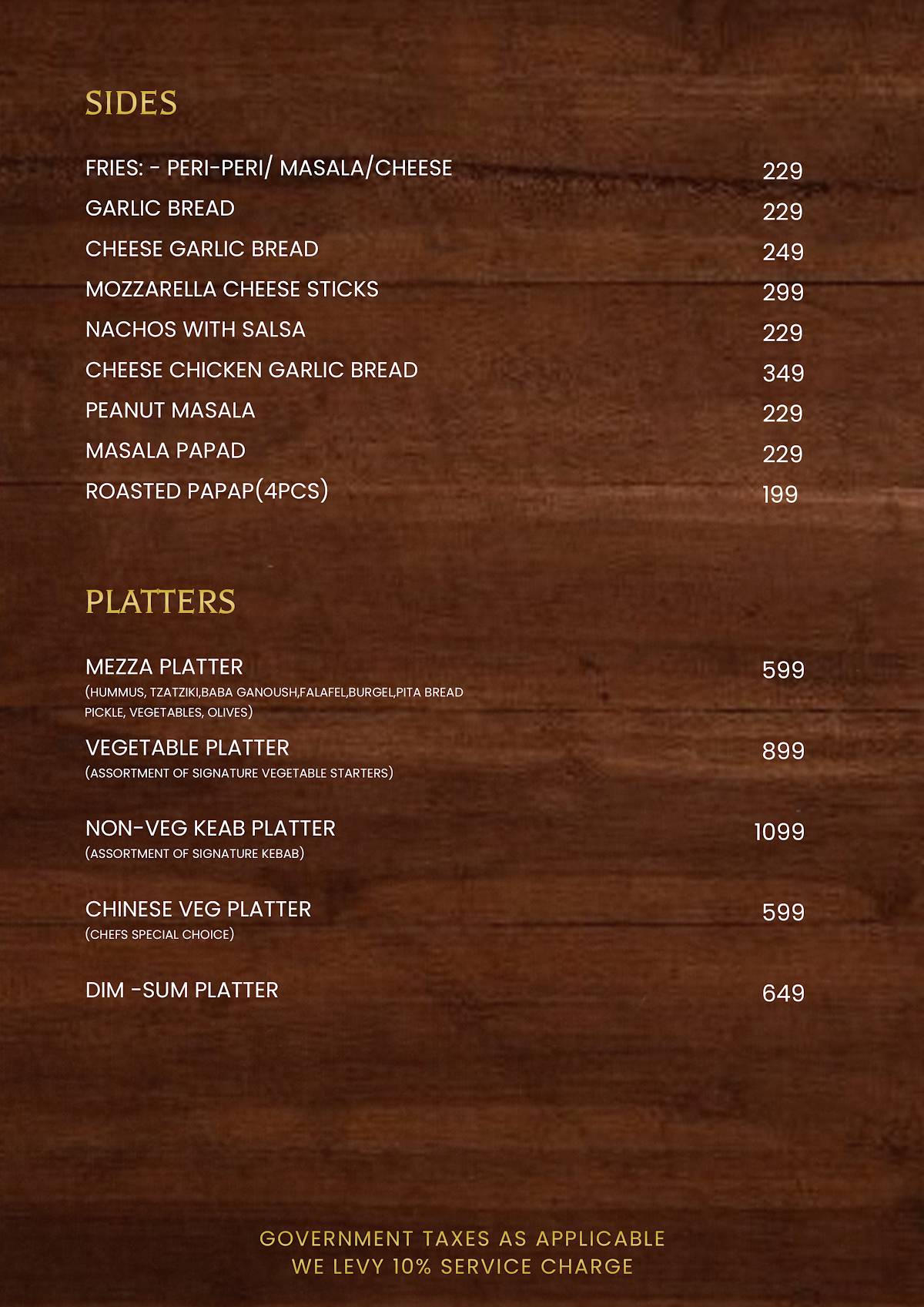 Atmos29 RestoBar & Club menu