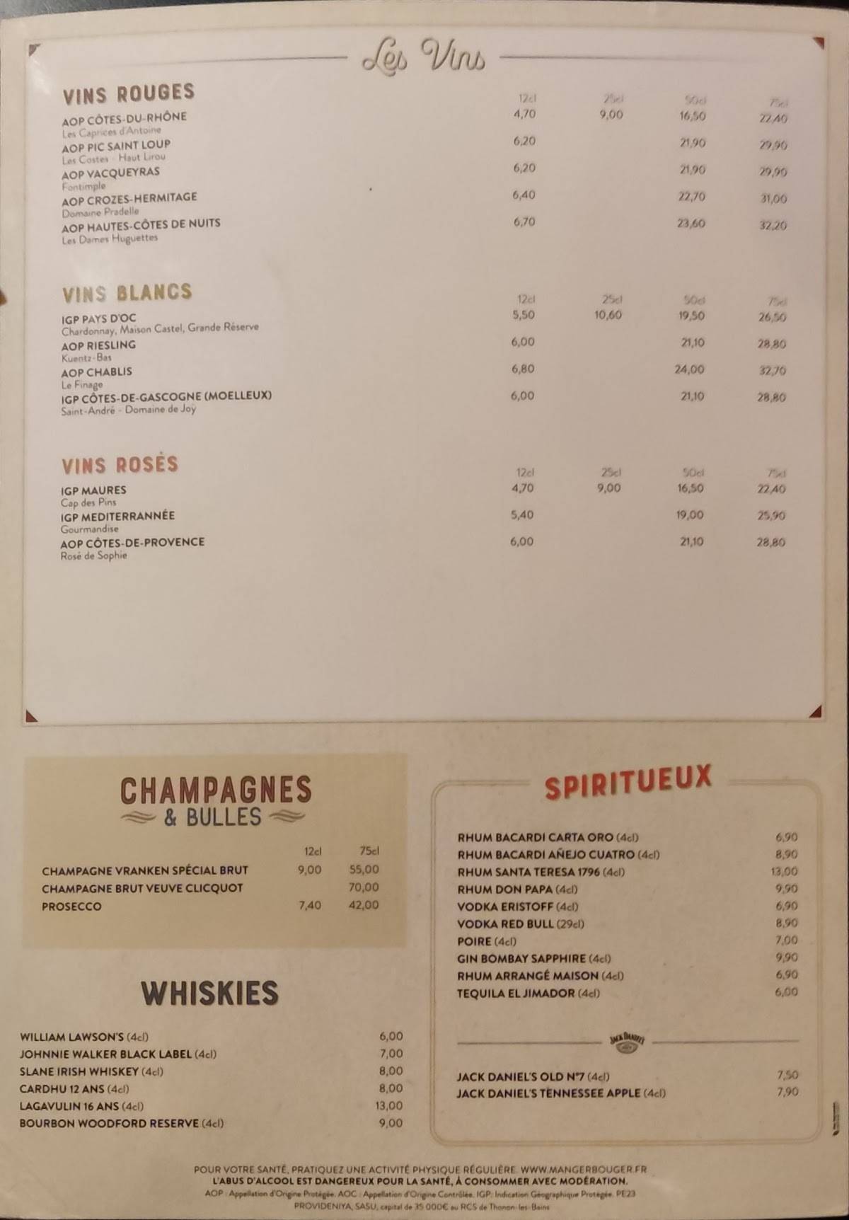 Menu au Au Bureau Annemasse - Nouveau propriétaire pub et bar, Annemasse, 1  Allée François Truffaut