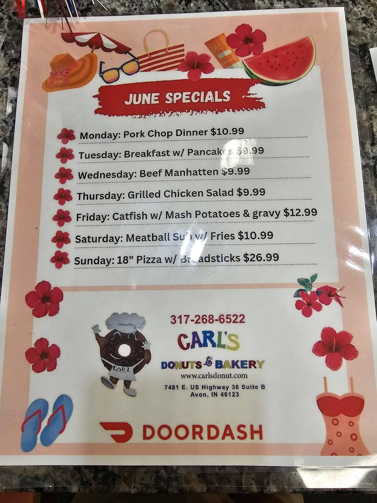 Menu at Carls Donuts & Bakery & Fat Guys Pizza, Avon