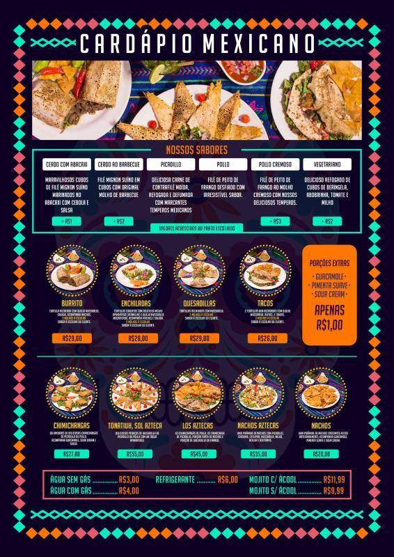 Aztecas Tex Mex cardápio