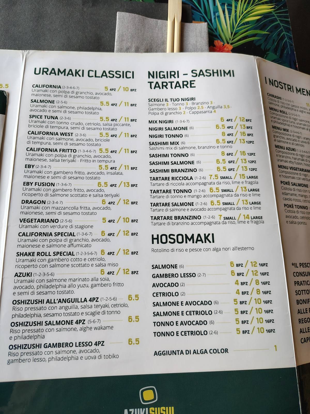 Menu di Azuki Sushi Riccione 