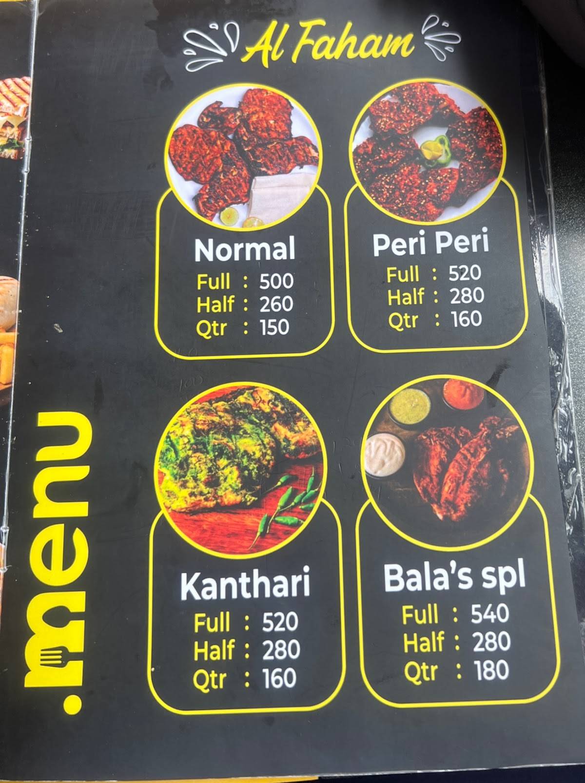 BALA'S HUB menu