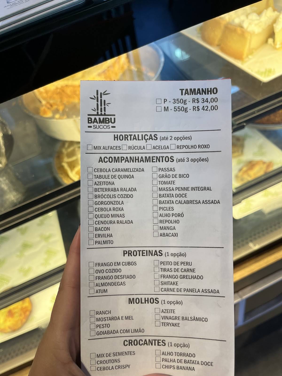 BAMBU SUCOS cardápio