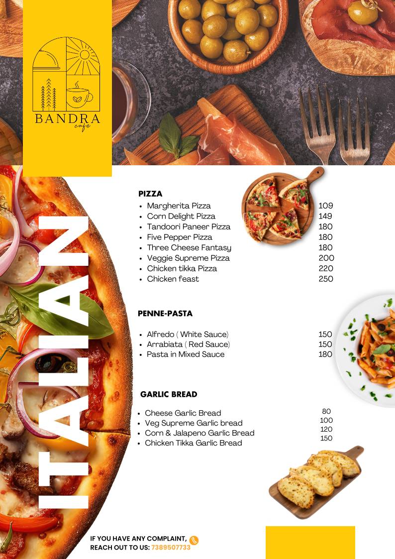 BANDRA CAFE menu