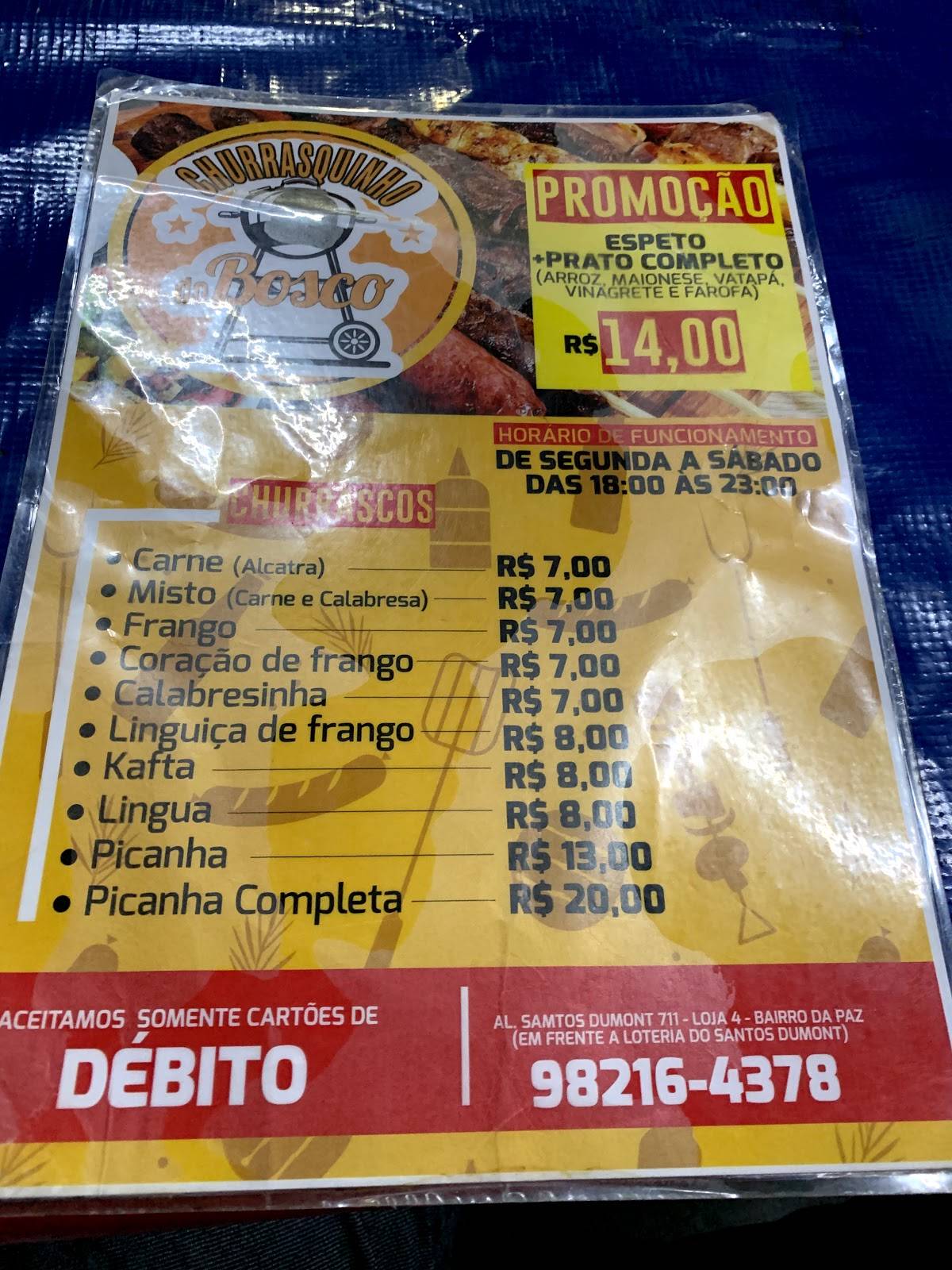 Menu Em Churrasquinho Do Bosco BBQ Manaus 000