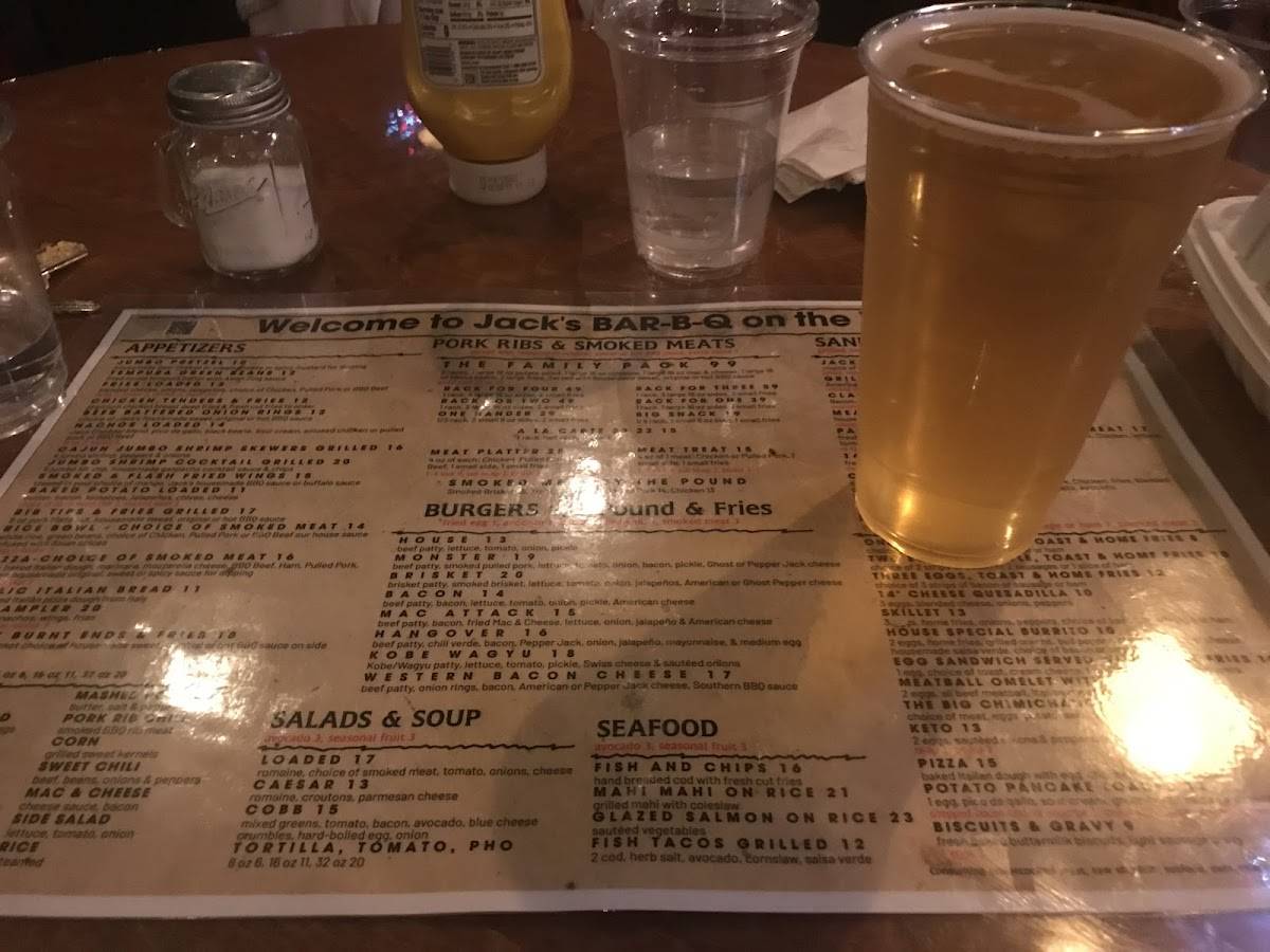 Menu at Jack's BARBQ, Lake Elsinore, Lakeshore Dr