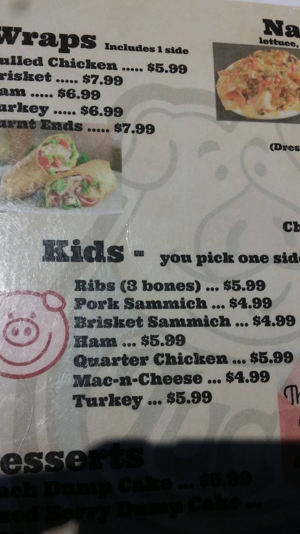 Menu at Lucille's BBQ, Fort Wayne