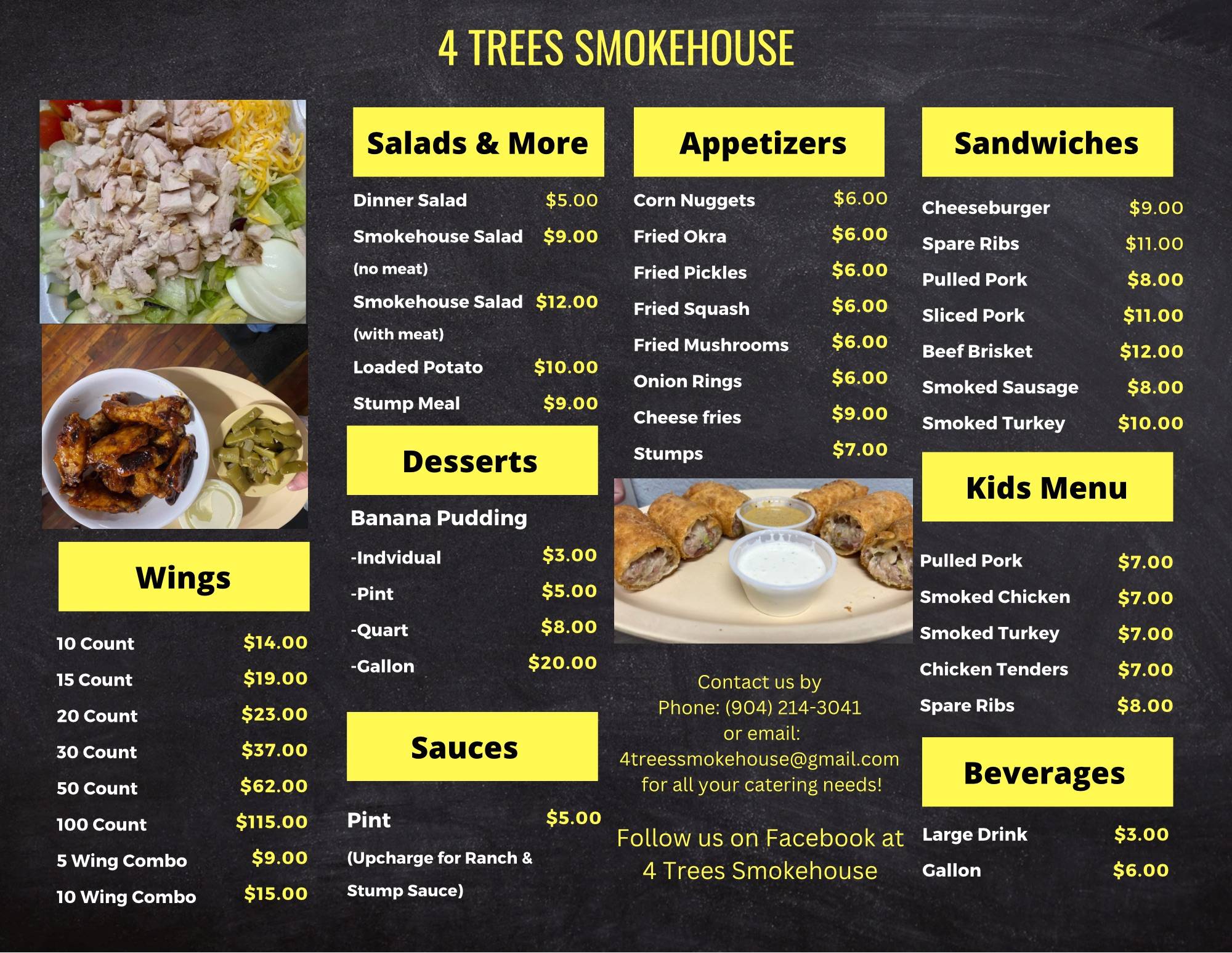 Menu at 4 Trees Smokehouse Inc. BBQ, Middleburg