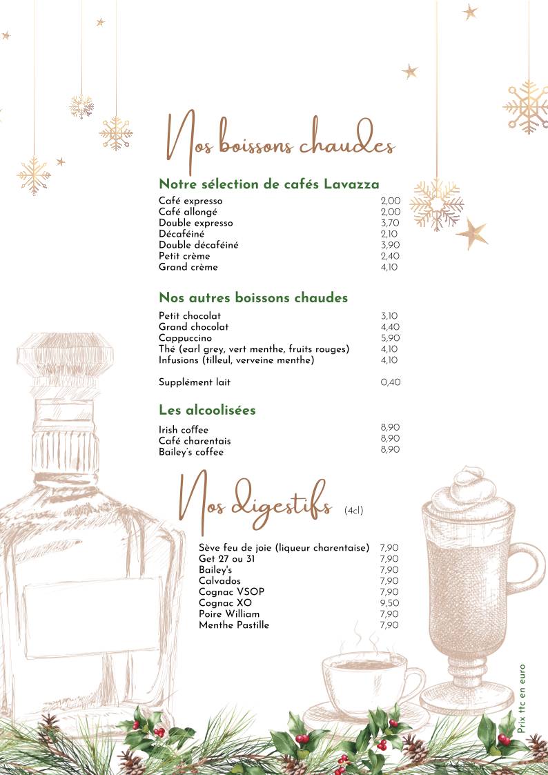 Menu de Restaurant l’Atelier