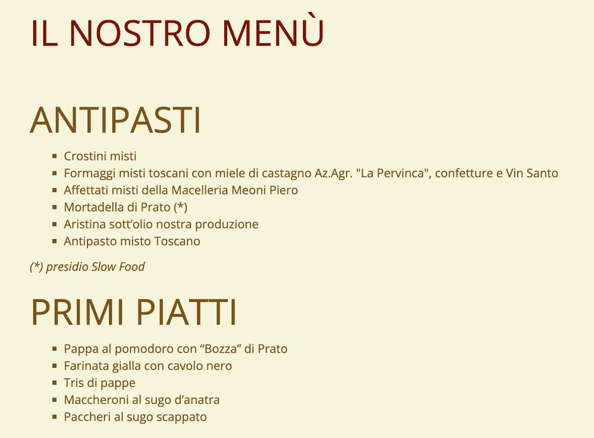 Menu di Ristorante Il Fienile 