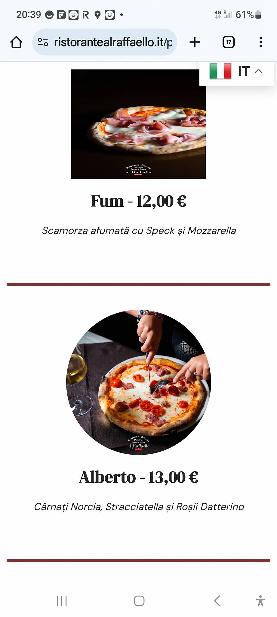 Menu di Ristorante Pizzeria Al Raffaello anche GlutenFree 
