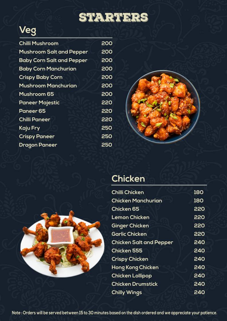 BIGBOSS MULTI CUSINE RESTAURANT menu