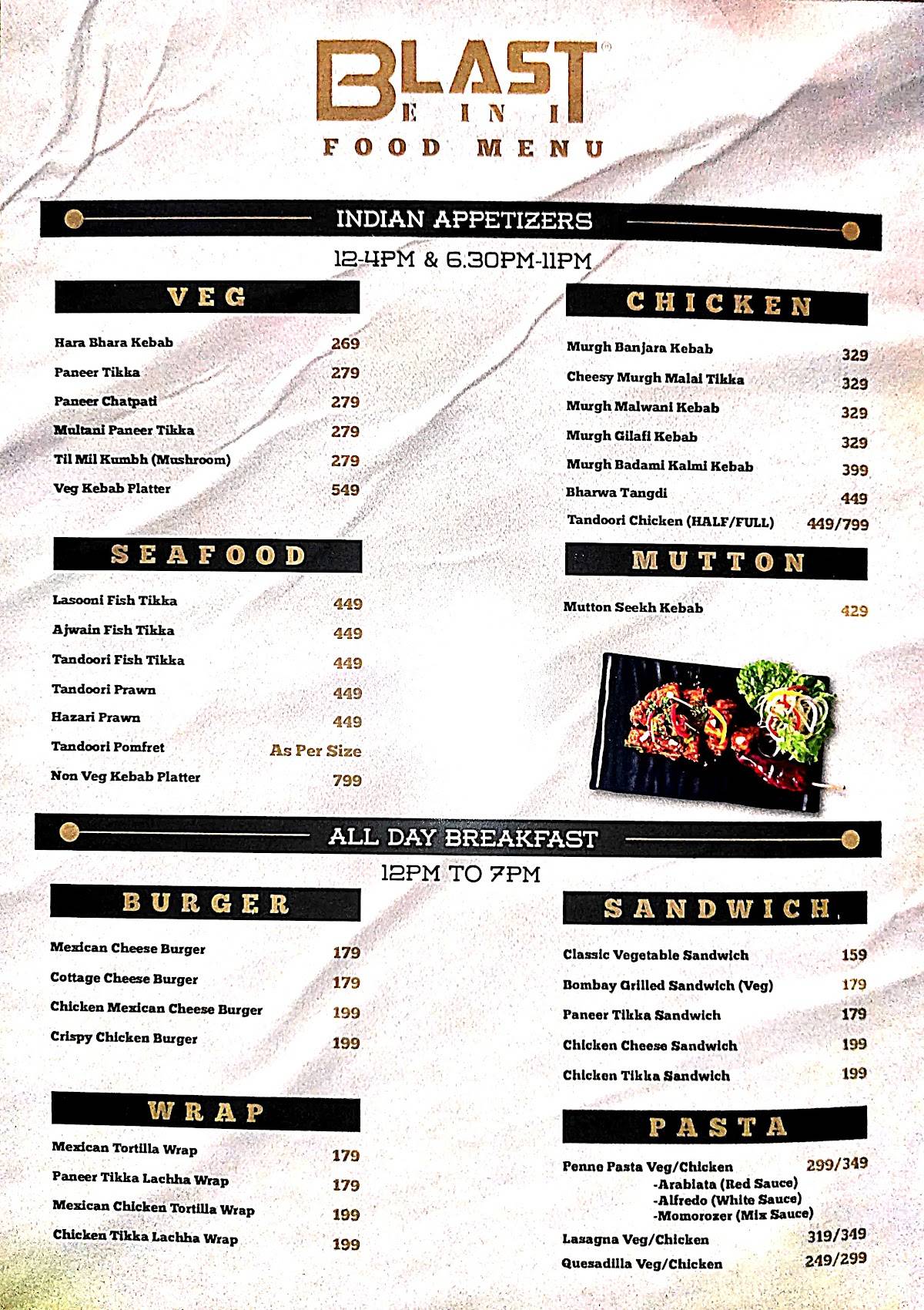 BLAST (CAFE - RESTAURANT - CATERING) menu