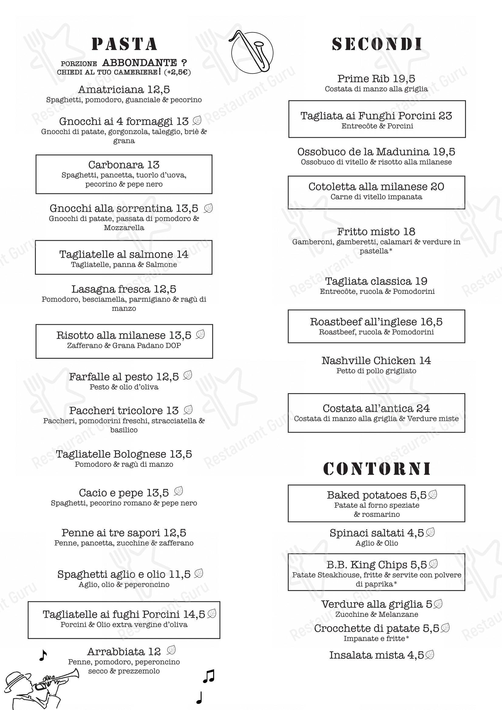 Menu per BLUES CANAL pub & bar