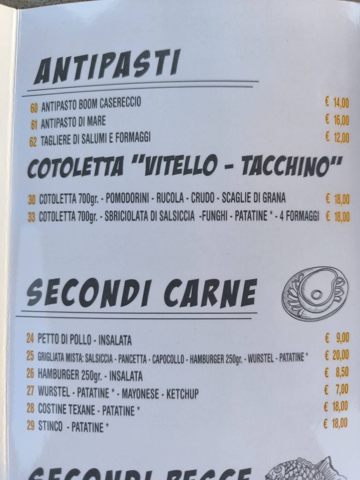 Menu di BOOM Restaurant Pub e BOOM on the beach 