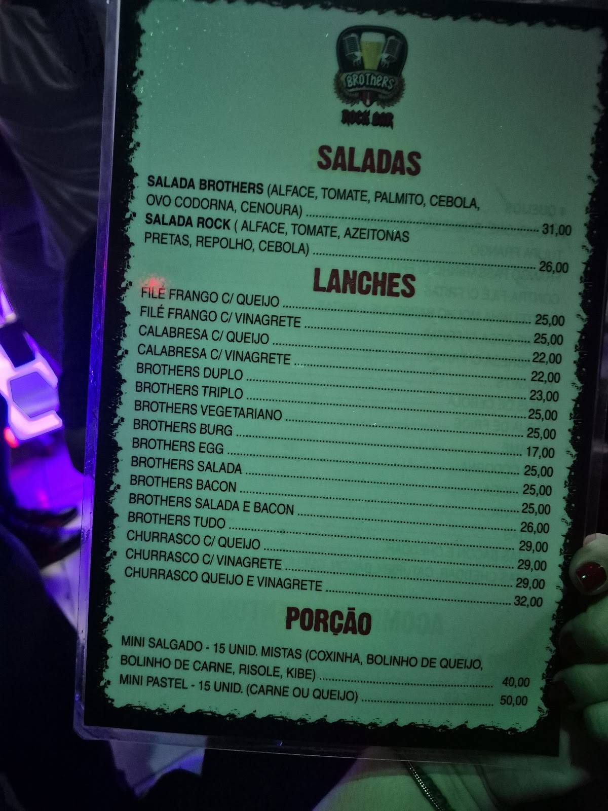 BROTHERS ROCK BAR cardápio