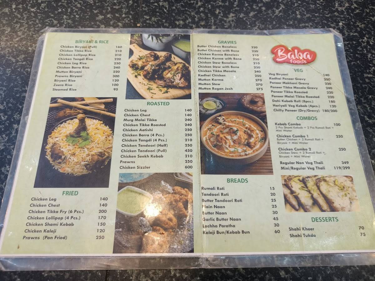 Baba Biryani menu
