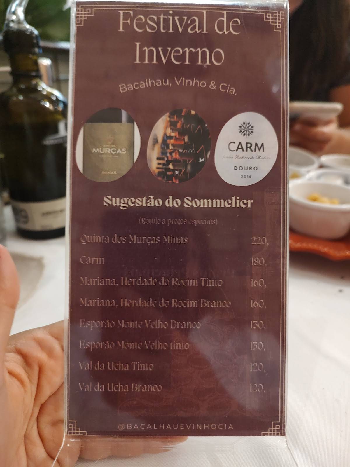 Bacalhau Vinho e Cia do ITAIM cardápio