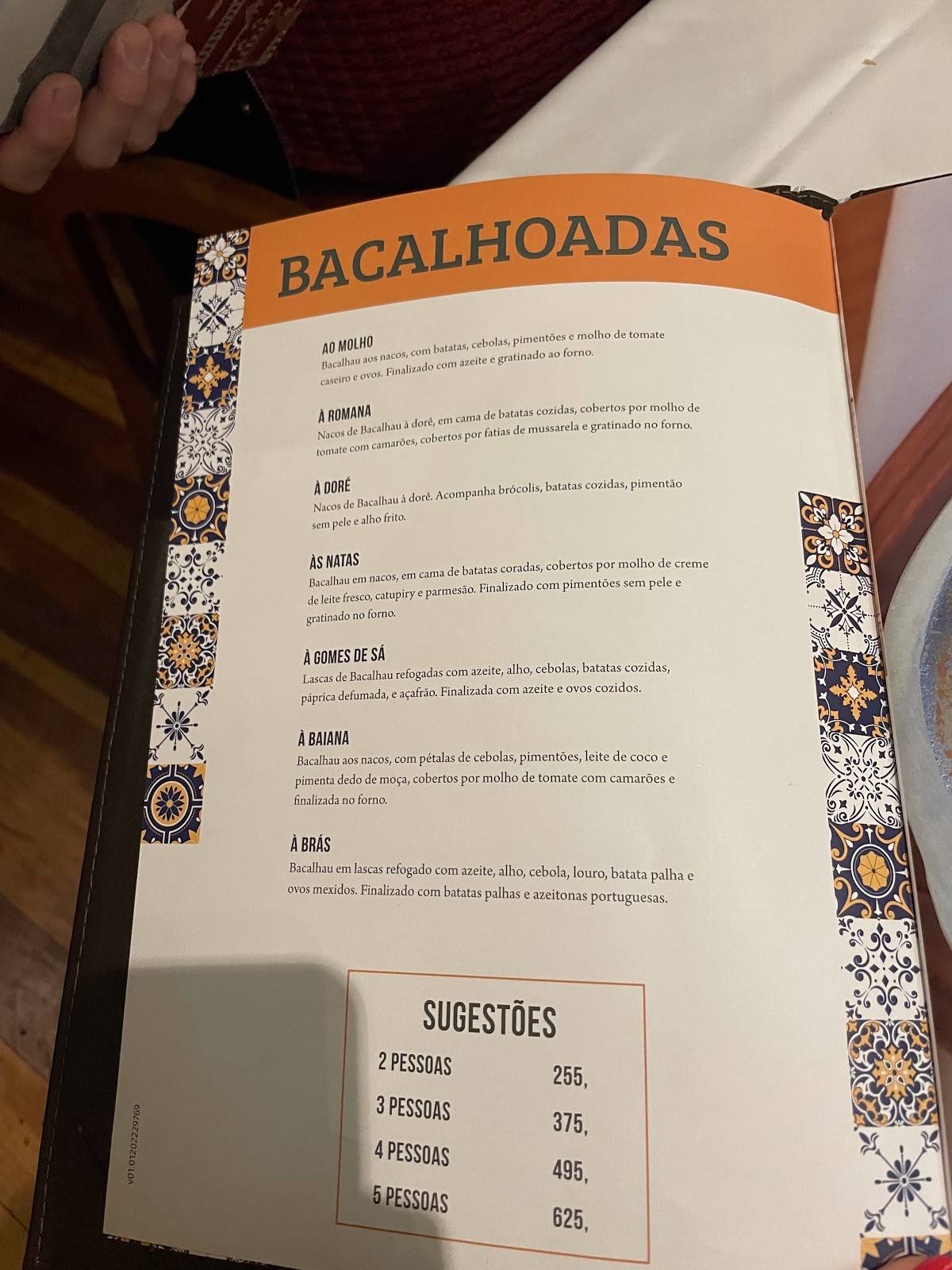 Bacalhau Vinho e Cia do ITAIM cardápio