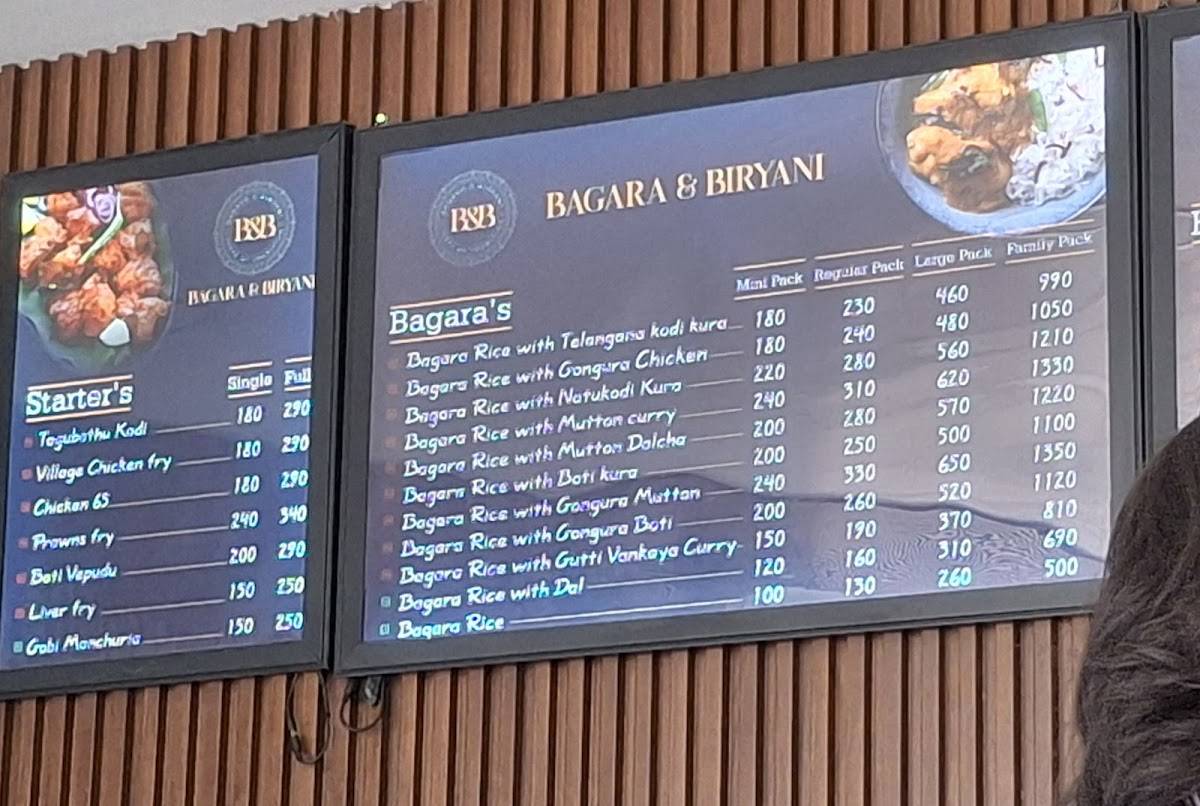 Bagara & Biryani menu