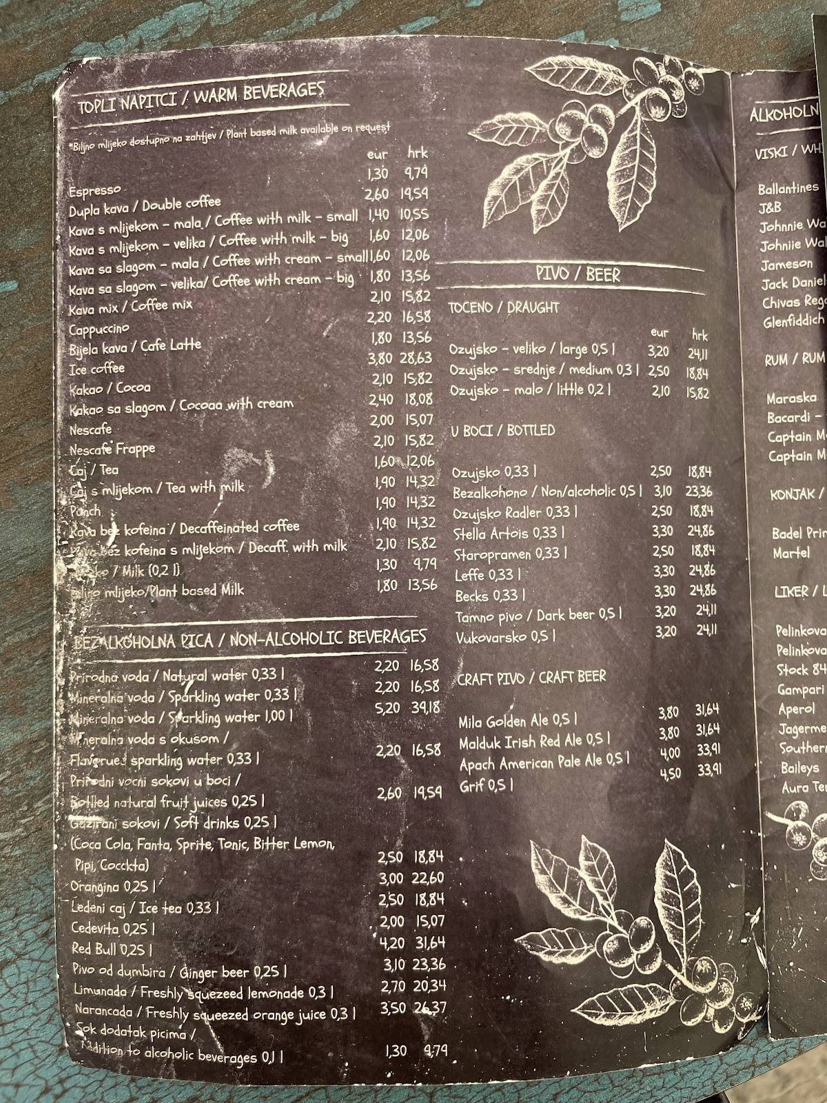 Menu di Bagulin bar 