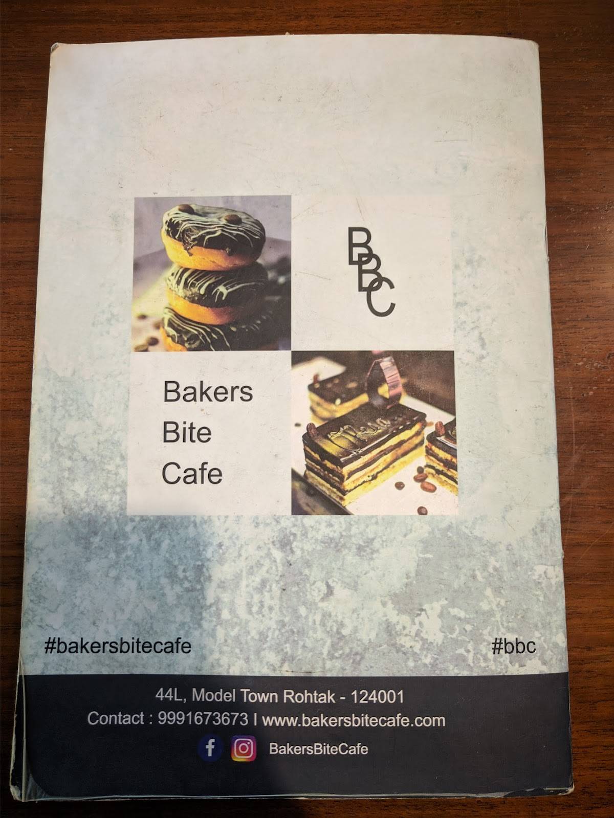 Bakers Bite Cafe menu