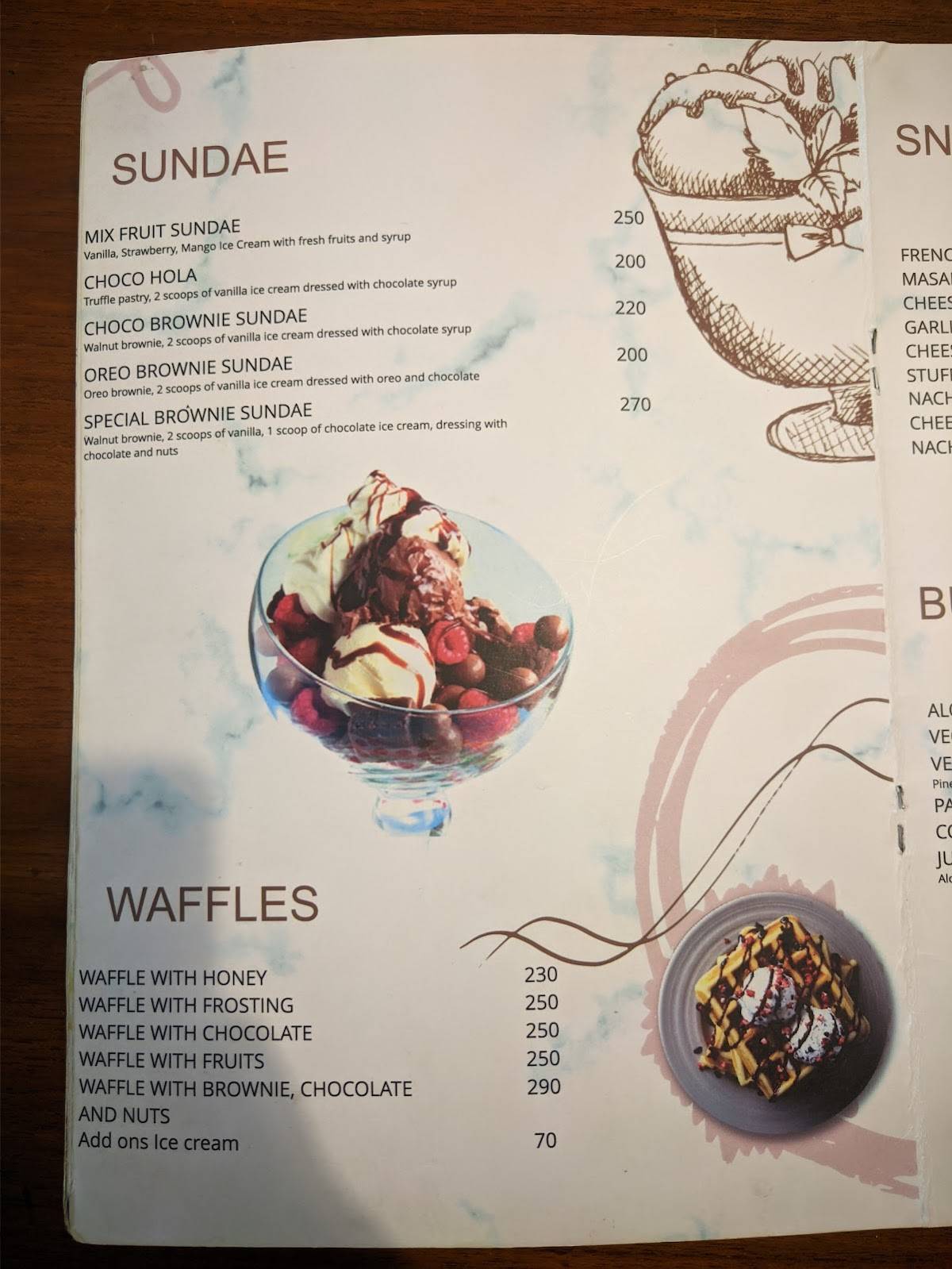 Bakers Bite Cafe menu