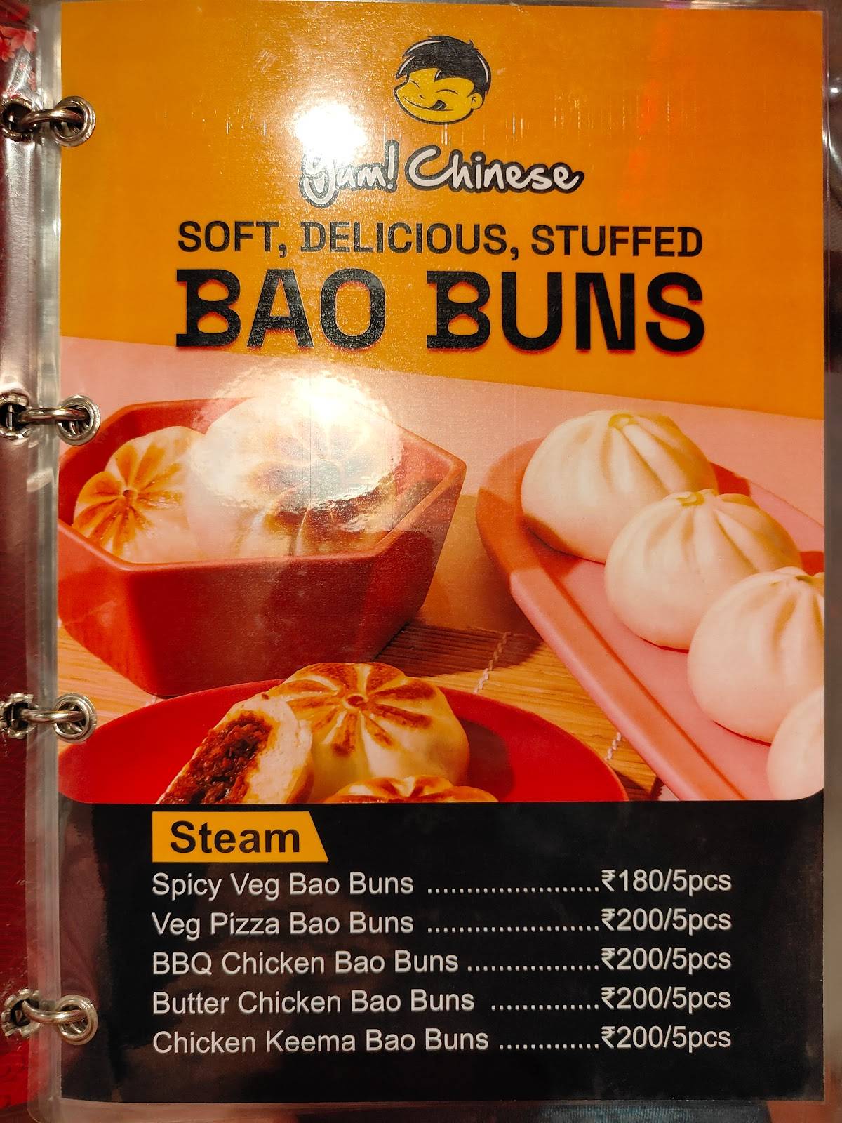Yum Chinese menu