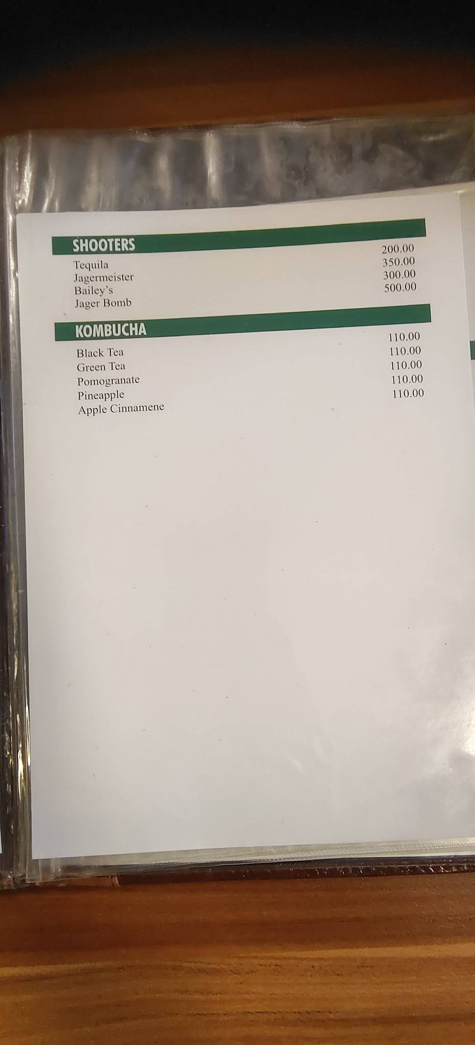 Godinho Bar and Restaurant menu